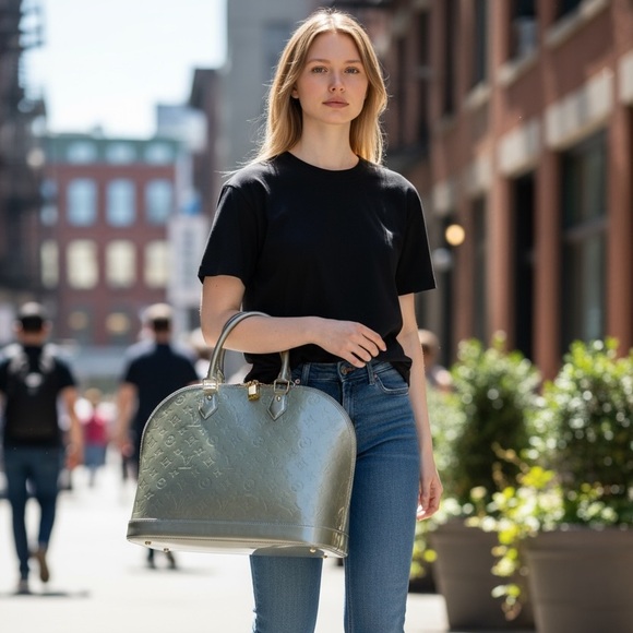 LOUIS VUITTON Silver ALMA BAG AUTHENTIC - Picture 3 of 16